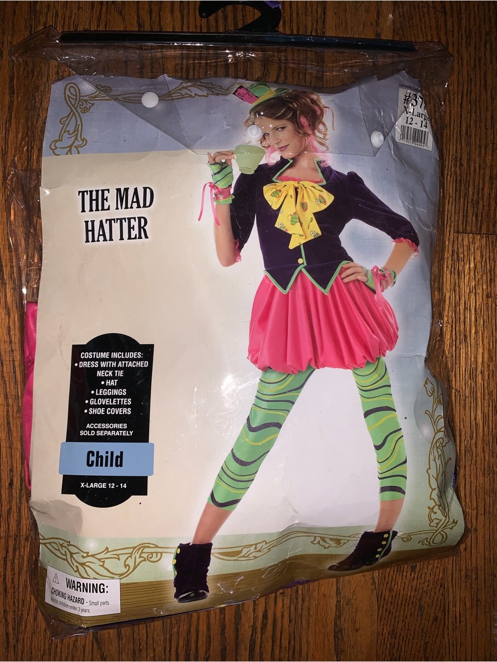 The Mad Hatter Kids Costume - Purple & Pink Dress with Green Leggings
